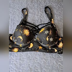 Dressfo black sun & moon bikini top size M